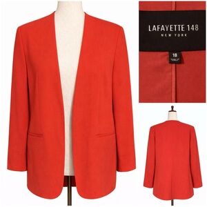Lafayette 148 Red blazer.  Open jacket, lined, luxury and plus size 18